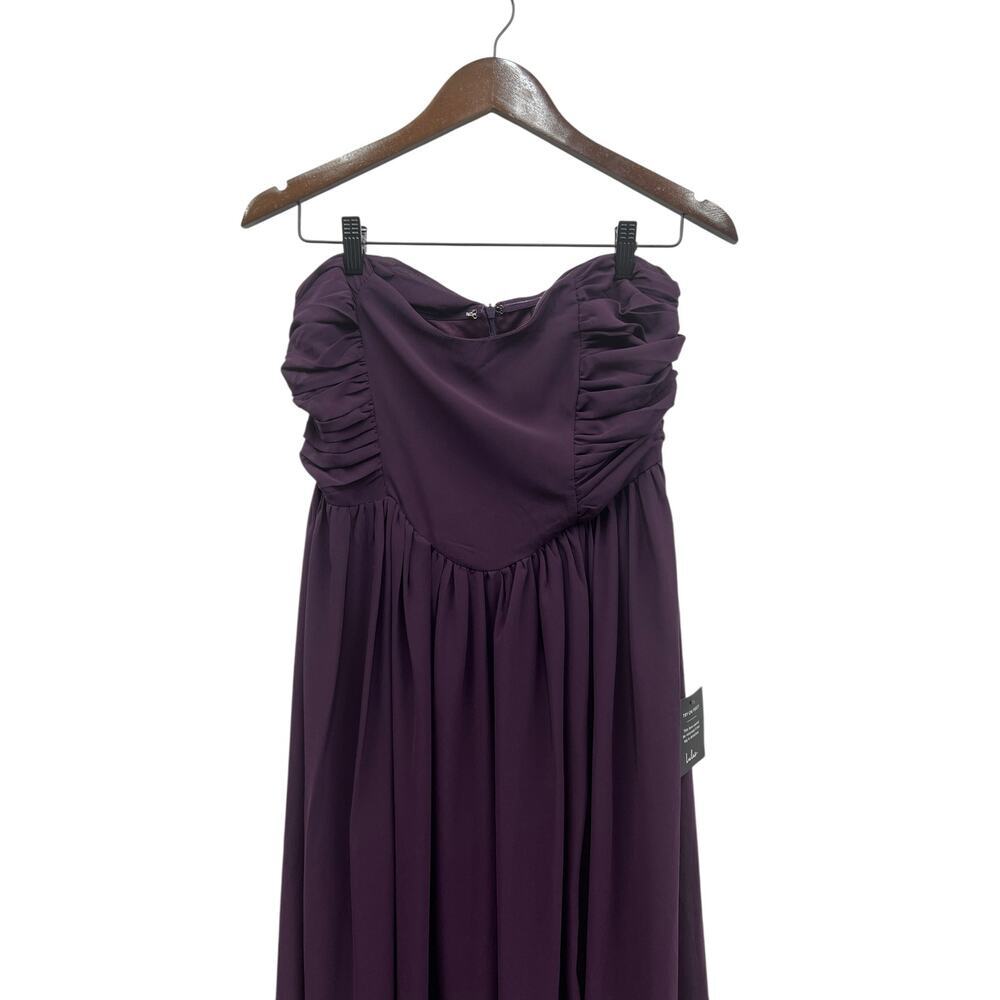 Lulus Luxe Favorite Dark Purple Strapless Ruched Maxi Dress size Large NWT - Picture 4 of 7